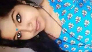 Horny Desi GF fondling her boobs solo selfie