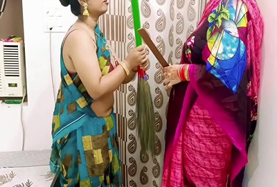 Desi Bhabhi • Smooth Playback • Noida — Indian wife and maid fight for a dick in sex video HD
