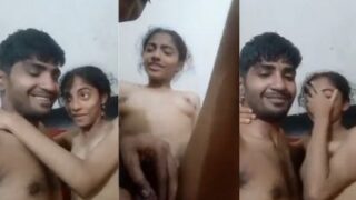 A girl fucks her BF for the first time in Tamil sex video