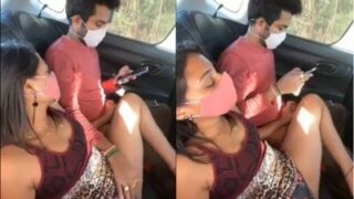 Young couple enjoys outdoor sex in van