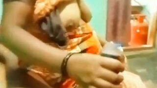 Stepmom shows boobs and gives handjob in Indian porn