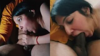 Married lady shows her lover what is an Indian blowjob