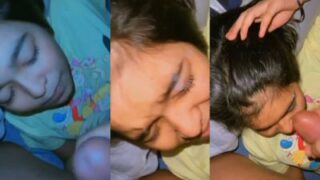 Brother drops his cumload on his 18 year old sister’s face