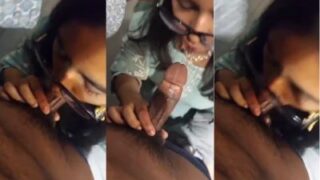 Young girl gives an Indian blowjob in the bathroom