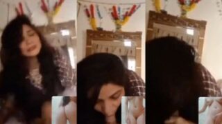 Wife’s blowjob and nude GF on video call sex